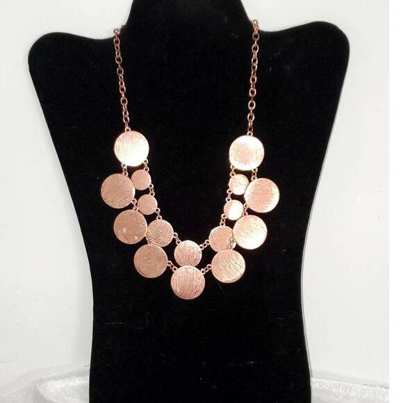 A Copper Disc Necklace Egyptian Revival Old Money Fairy Gypsy Boho Textured - Picture 1 of 10